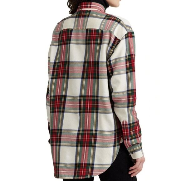 Lauren Ralph Lauren  Bullion Checked Plaid Twill Shirt in Red ( S ) - Picture 5 of 8